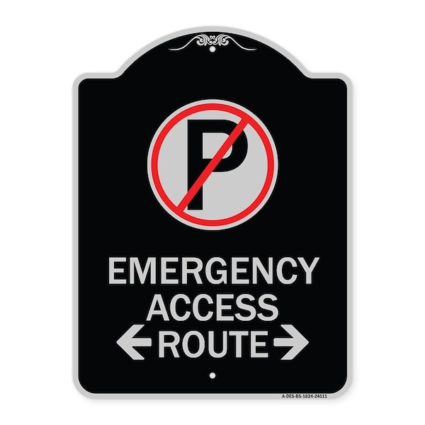 Emergency Access Route W/ Bidirectional Arrow Heavy-Gauge Aluminum Sign, 24" x 18", BS-1824-24111